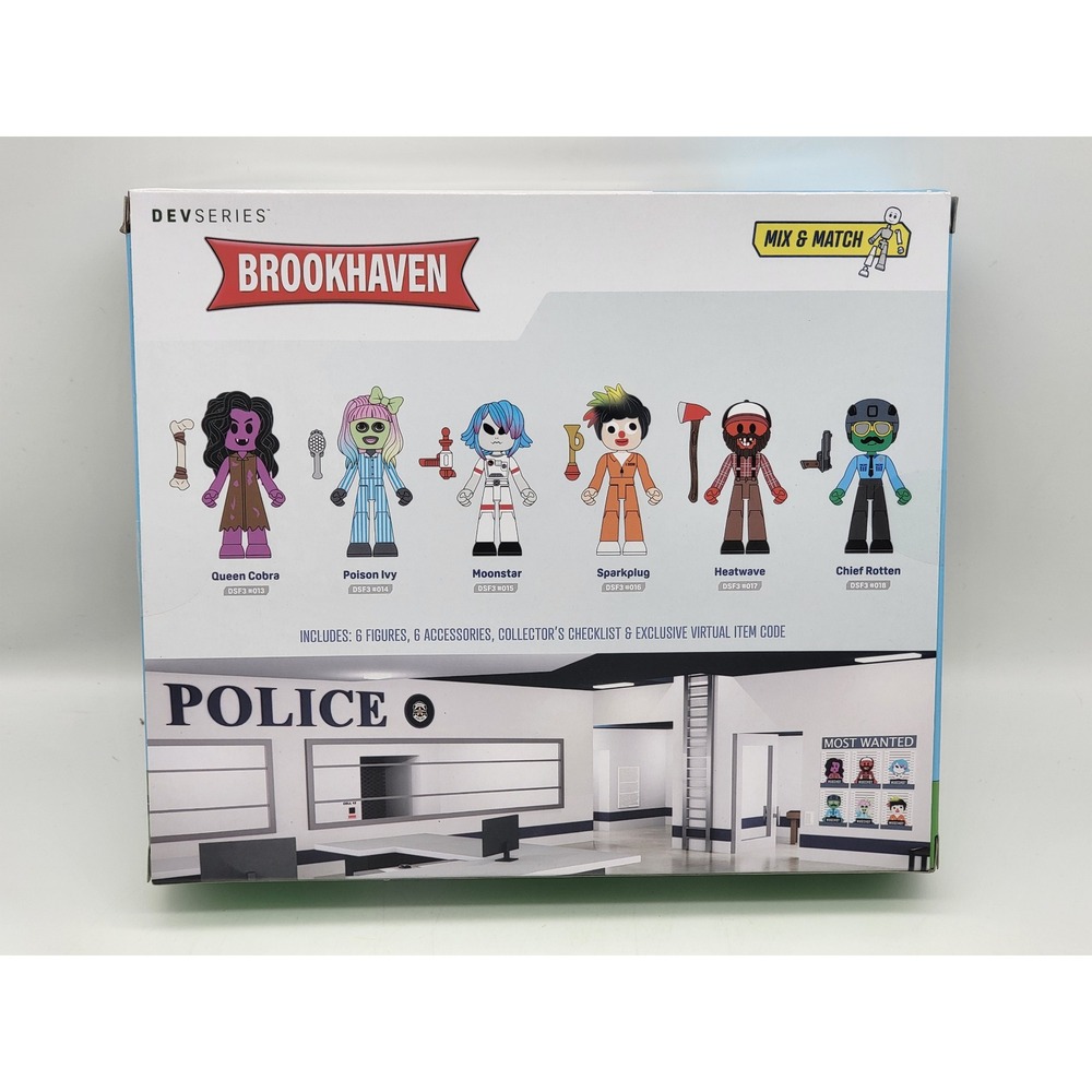 Roblox Brookhaven Most Wanted DevSeries 6 Figures 12 Pieces Code Jazwares New - Picture 2 of 4